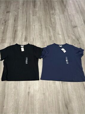 Men's Crew Neck T-Shirt - Black and Navy, size 1X, 💯 cotton
